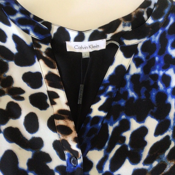 CALVIN KLEIN LEOPARD PRINT BLOUSE NWT LARGE - Picture 7 of 12
